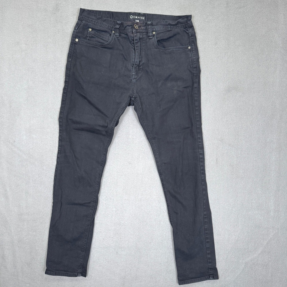 Empyre Verge Jeans Men 33 Black Skinny Skate Denim Stretch Tapered Streetwear